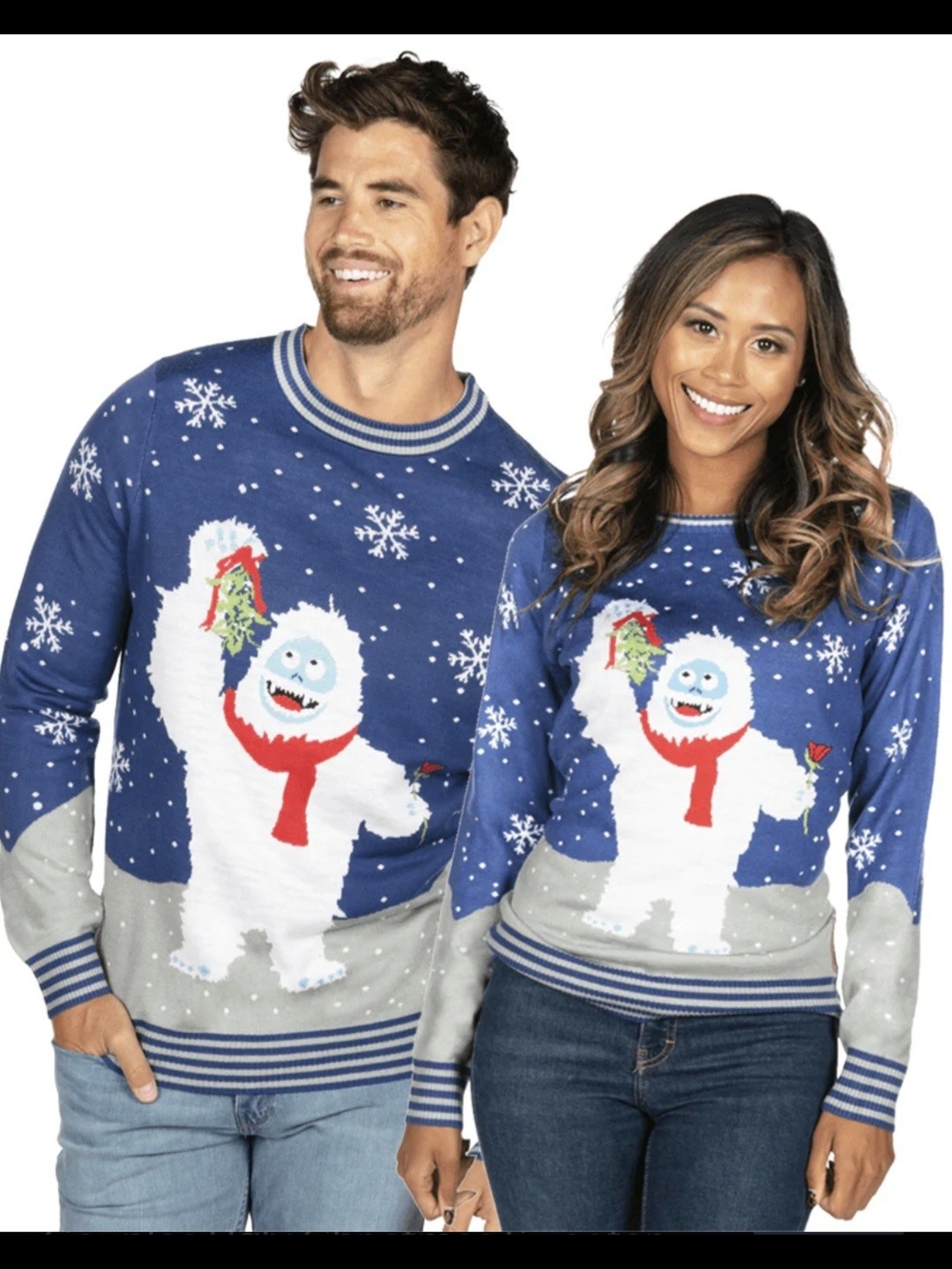 Tipsy Elves Blue White Red‎ Yeti Holiday Crewneck Sweater
